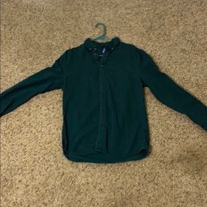 Men's dark green casual button down.